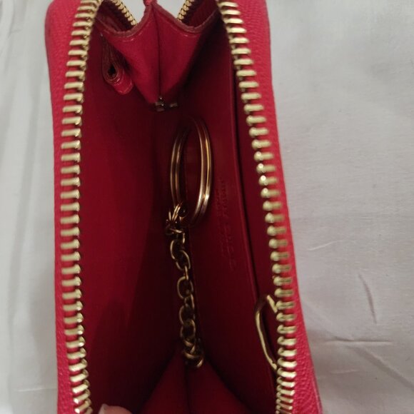 Rare Authentic Jimmy Choo London Coin Purse with Dust Bag and Keychain Red Gold - Picture 7 of 11